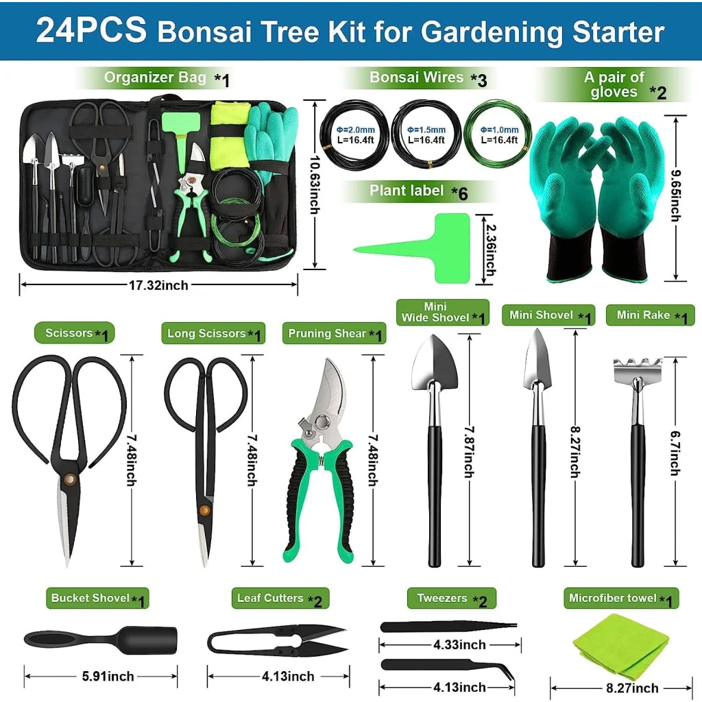 24-Piece Bonsai Tree Tool Kit for Gardening Starters –