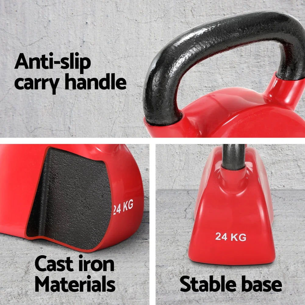 24kg Kettlebell Set Weightlifting Bench Dumbbells Kettle