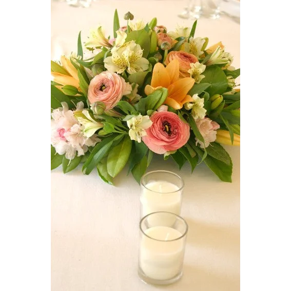 25 White Wax Clear Glass Holder Votive Candle - Wedding