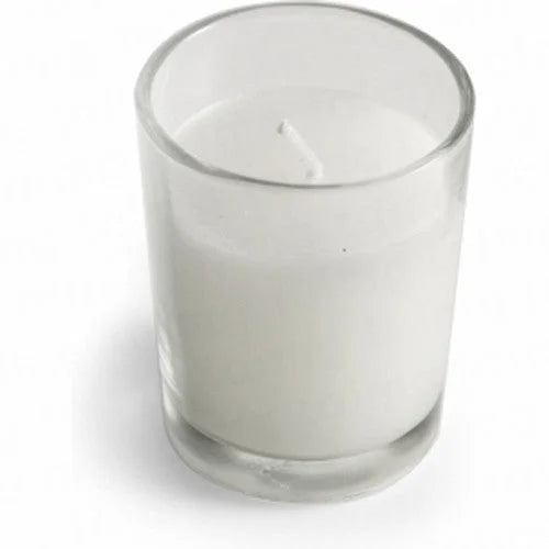 25 White Wax Clear Glass Holder Votive Candle - Wedding
