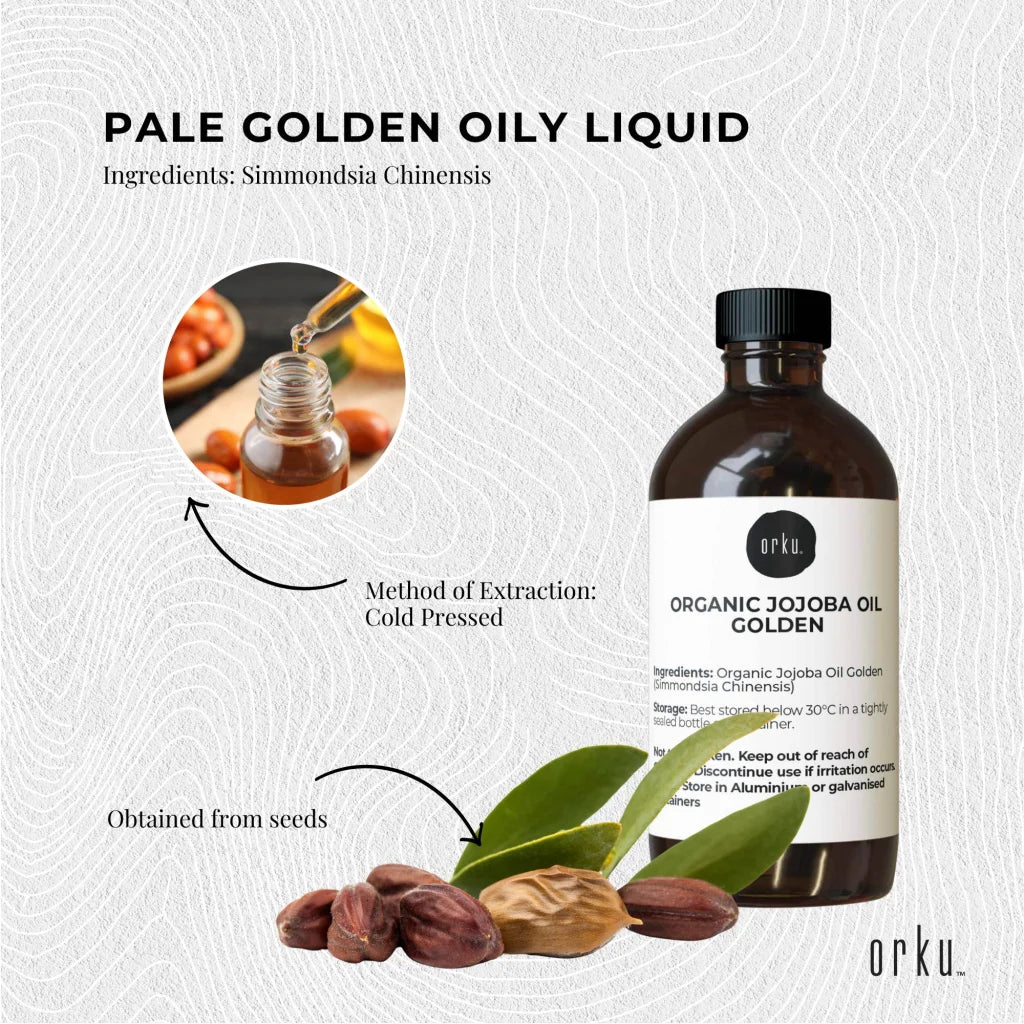 250ml Organic Jojoba Oil - Golden Pure Cold Pressed Seed