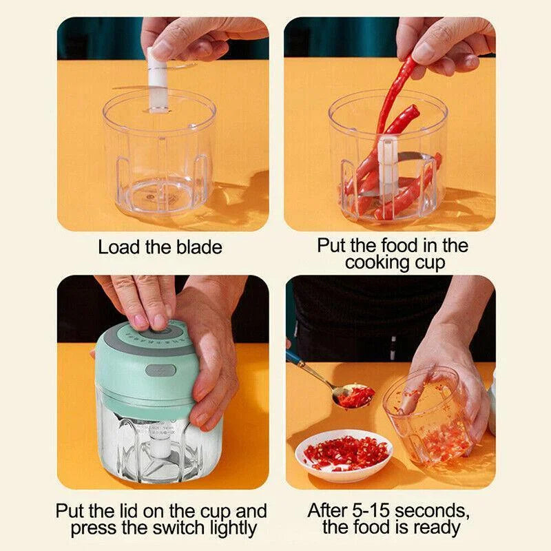 250Ml USB Rechargeable Mini Food Garlic Grinder Electric Chopper