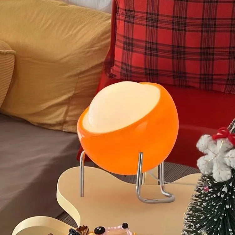 25cm Orange Creamy-Style Table Lamp with 3-Color Dimming