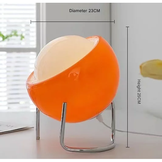 25cm Orange Creamy-Style Table Lamp with 3-Color Dimming