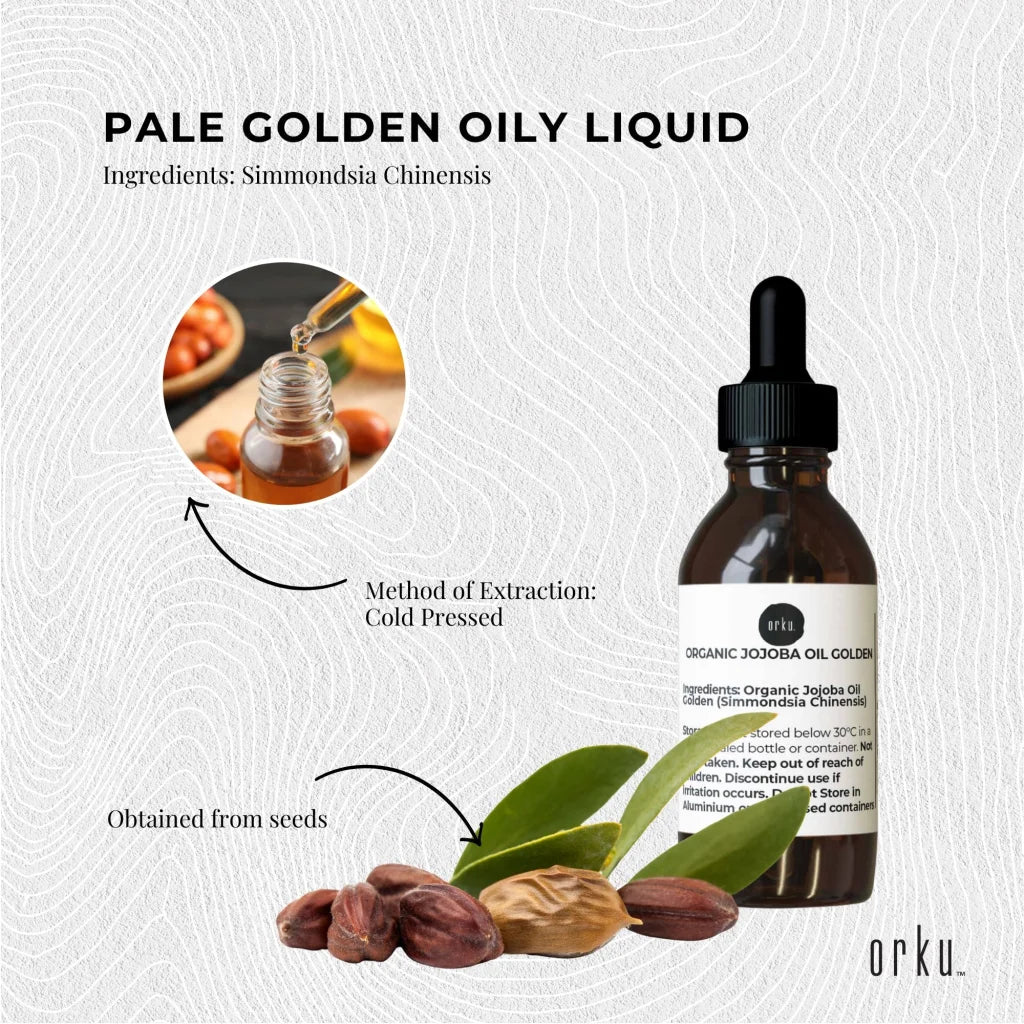 25ml Organic Jojoba Oil - Golden Pure Cold Pressed Seed