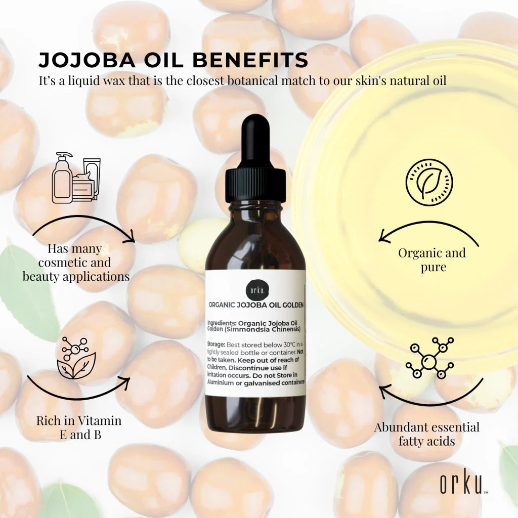 25ml Organic Jojoba Oil - Golden Pure Cold Pressed Seed