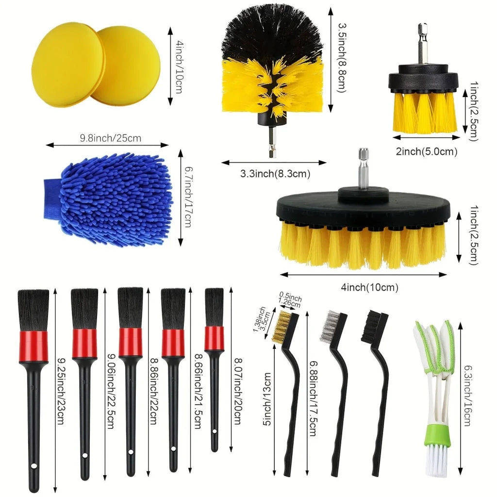 26-piece full function car detailing kit with drill brush