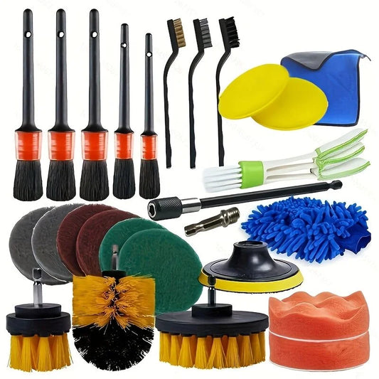 26-piece full function car detailing kit with drill brush