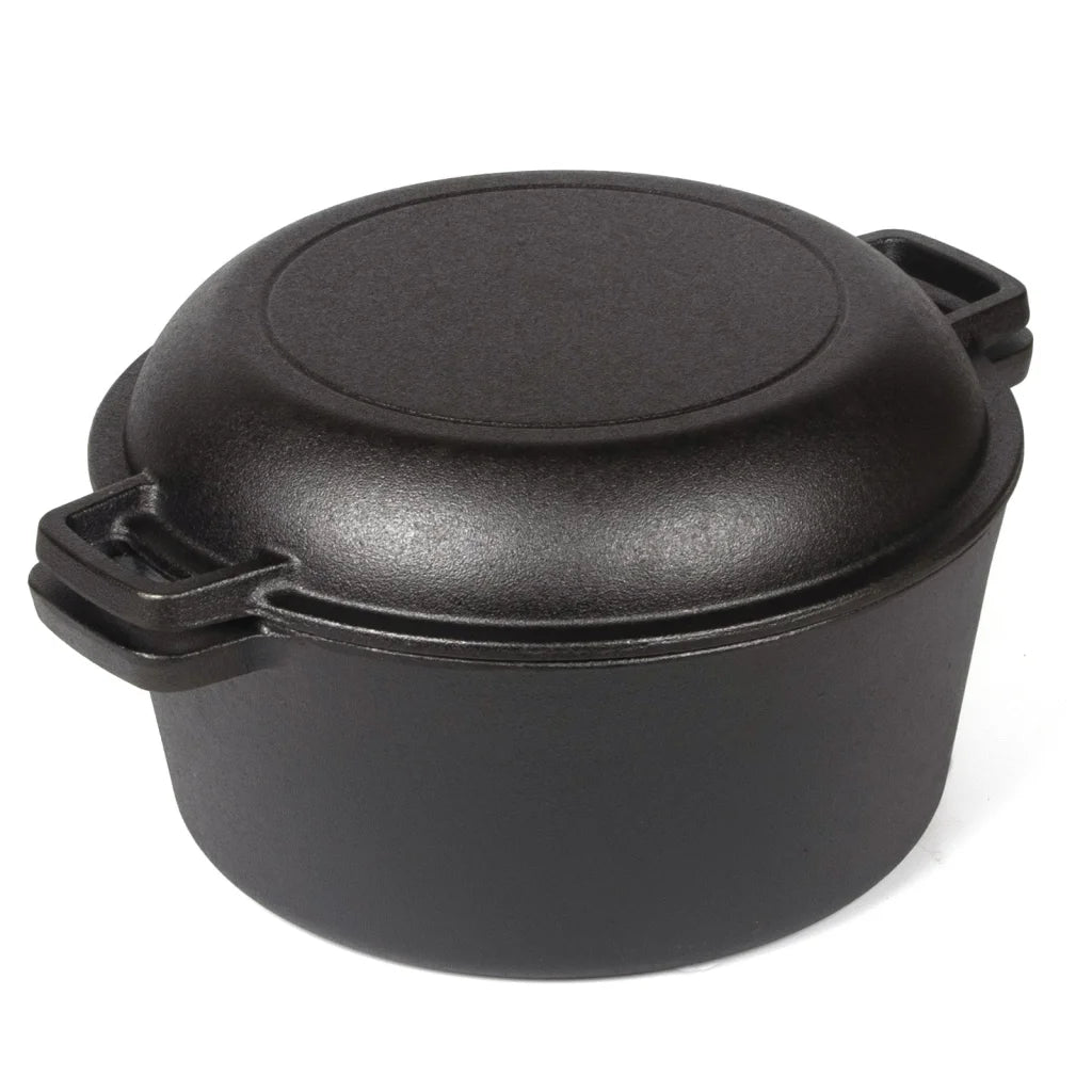 26cm 2-in-1 Cast Iron Dutch Oven & Skillet Set Pre-Seasoned