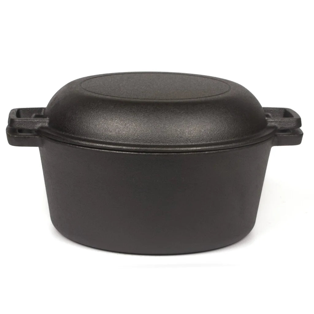 26cm 2-in-1 Cast Iron Dutch Oven & Skillet Set Pre-Seasoned