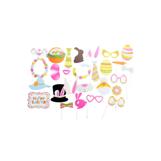 28pcs Easter Photo Booth Props Party Selfie Costume Rabbit