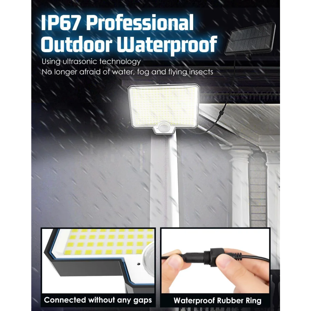 294 LED Solar Light Motion Sensor 6500K Black Outdoor