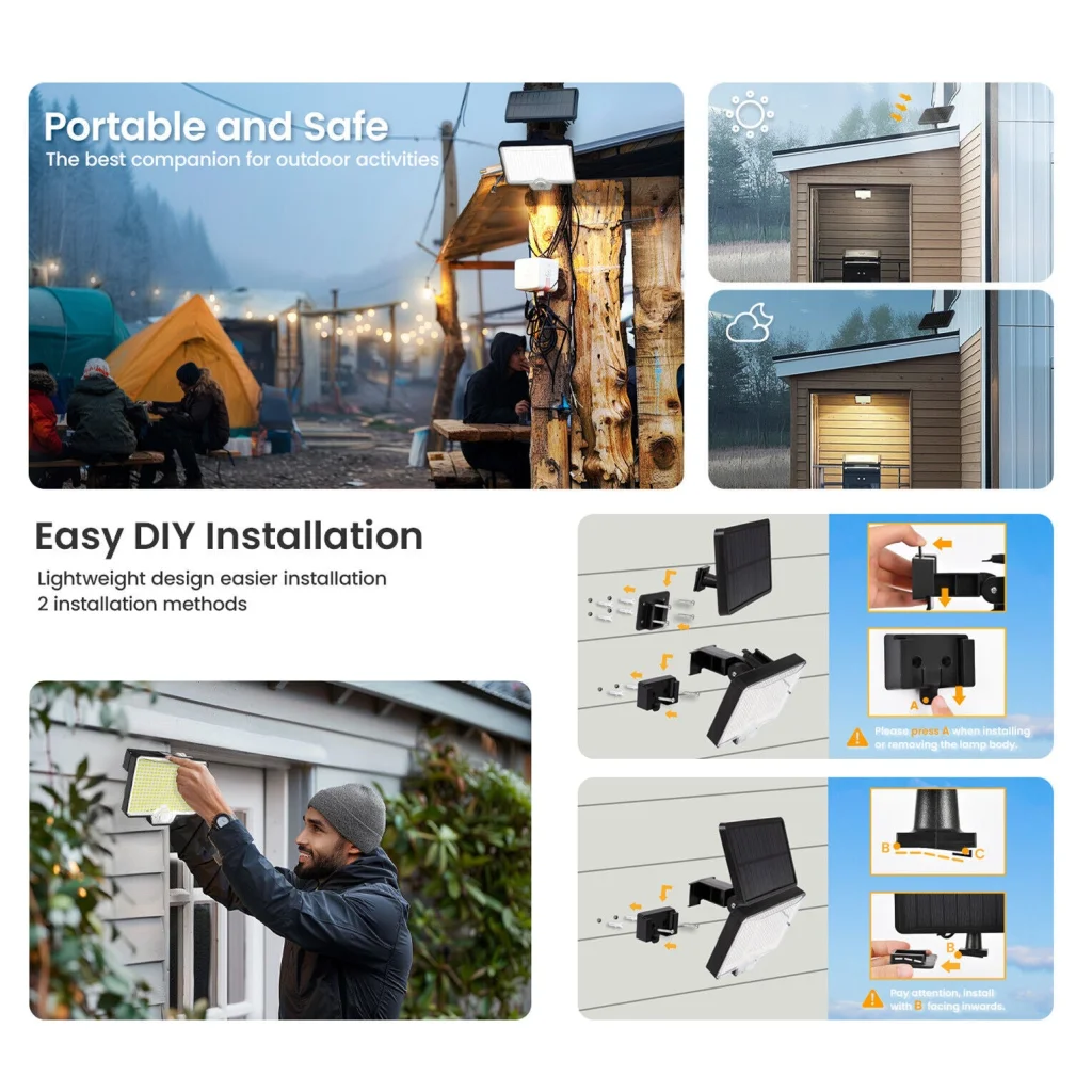 294 LED Solar Light Motion Sensor 6500K Black Outdoor