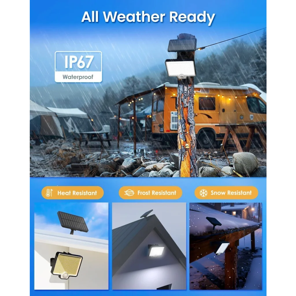 294 LED Solar Light Motion Sensor 6500K Black Outdoor