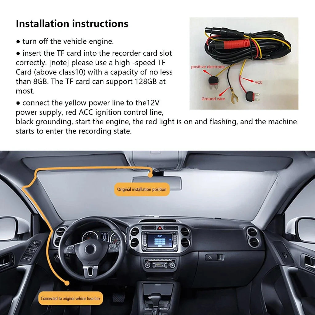 2k Dual Camera Wifi Car Dash Cam with Night Vision - Auto
