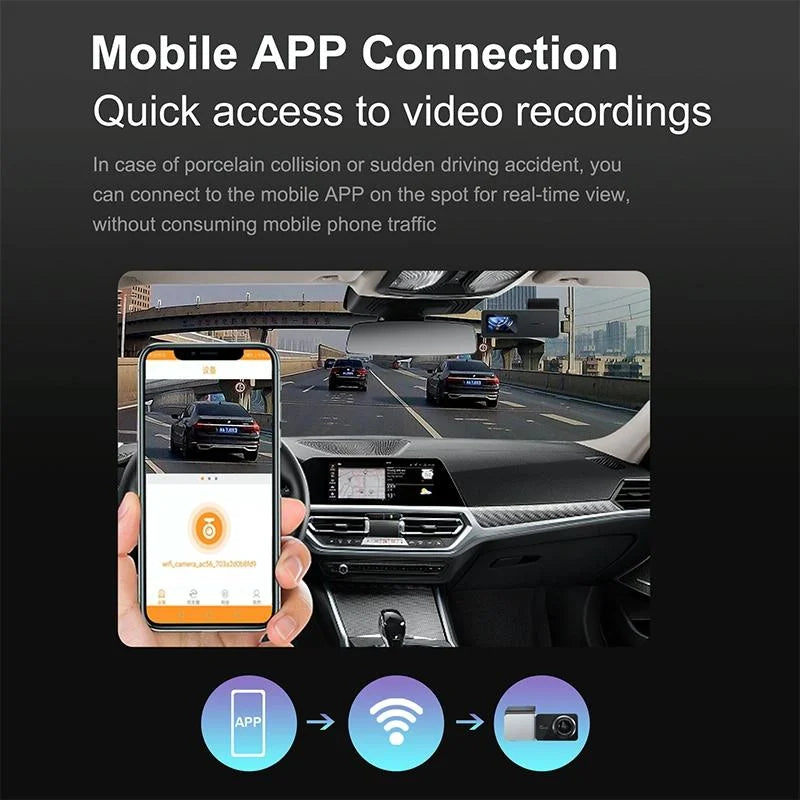 2k Night Vision Car Recorder with Wifi & Mobile App Support