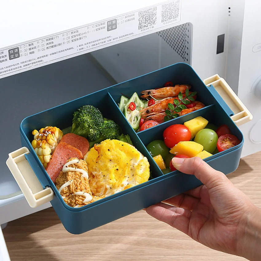 2L Double-Layer Bento Lunch Box - Leak-Proof with Utensil &