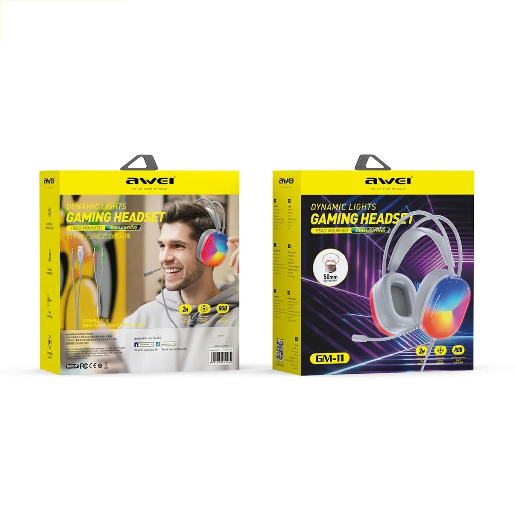 2M Luminous Wired Headphones Awei Gm-11 - White