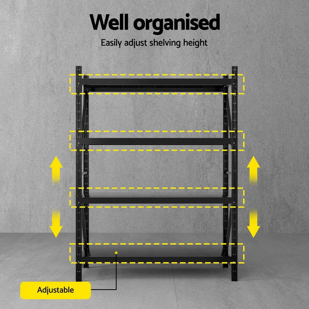 2Mx1.5M Giantz Garage Shelving Warehouse Rack Black - Tools