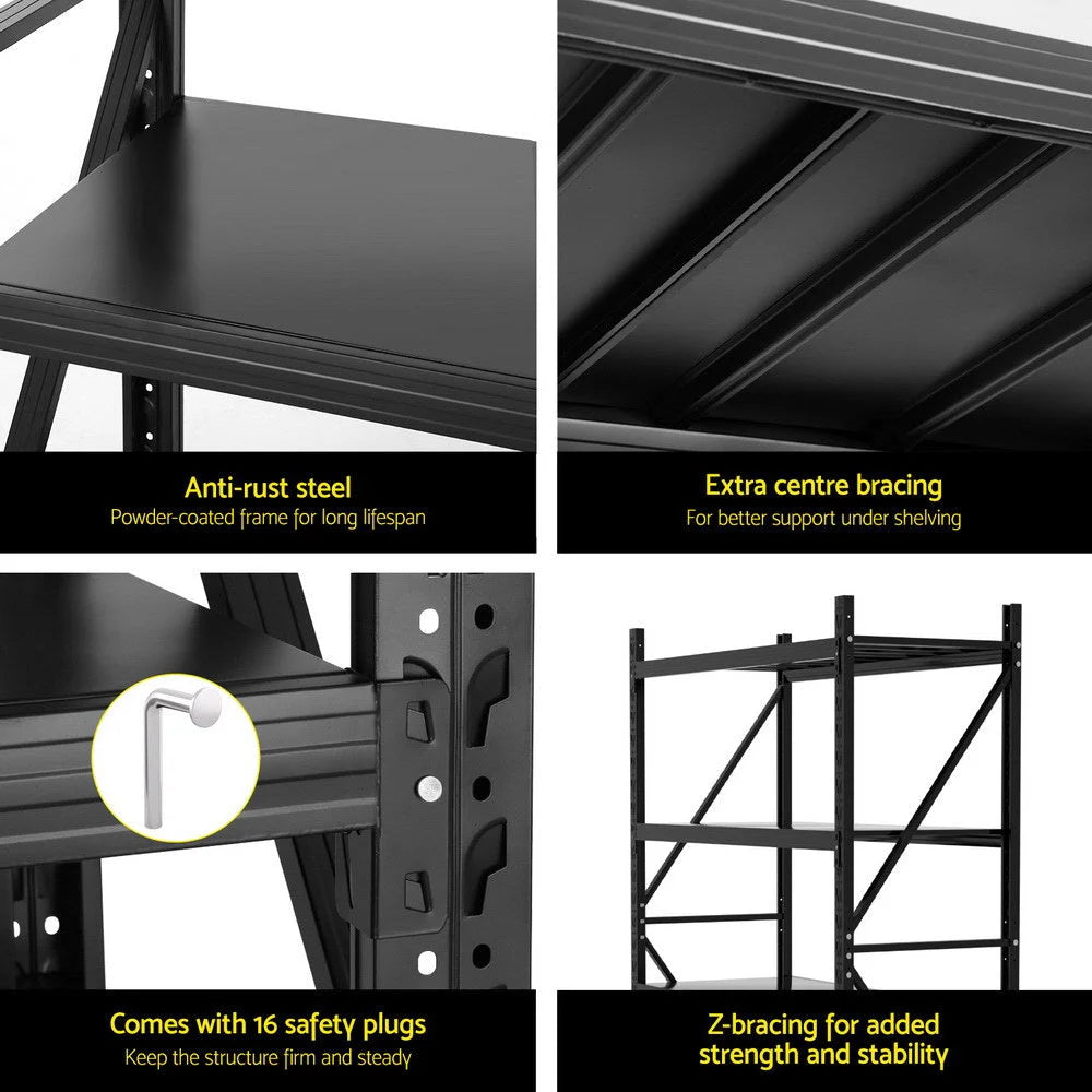 2Mx1.5M Giantz Garage Shelving Warehouse Rack Black - Tools