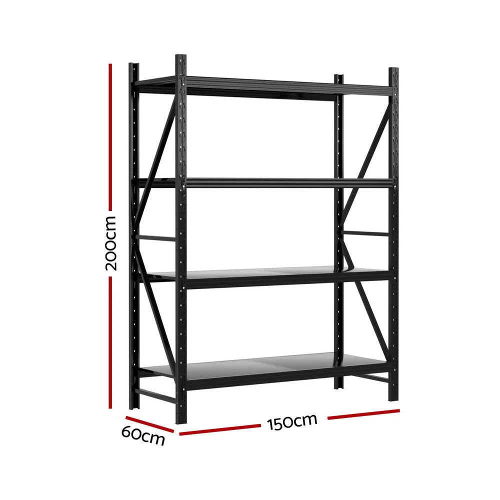 2Mx1.5M Giantz Garage Shelving Warehouse Rack Black - Tools