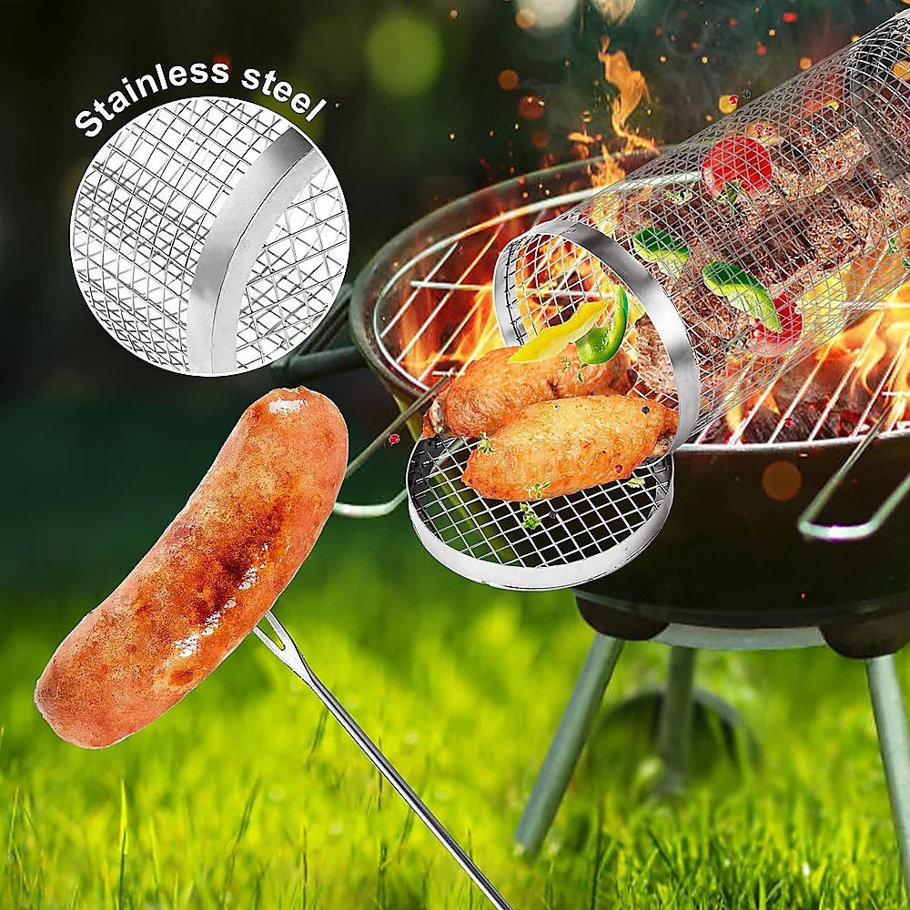 2pc BBQ Basket Round Campfire Grid Cookware - Home & Garden