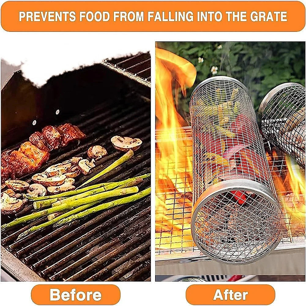 2pc BBQ Basket Round Campfire Grid Cookware - Home & Garden