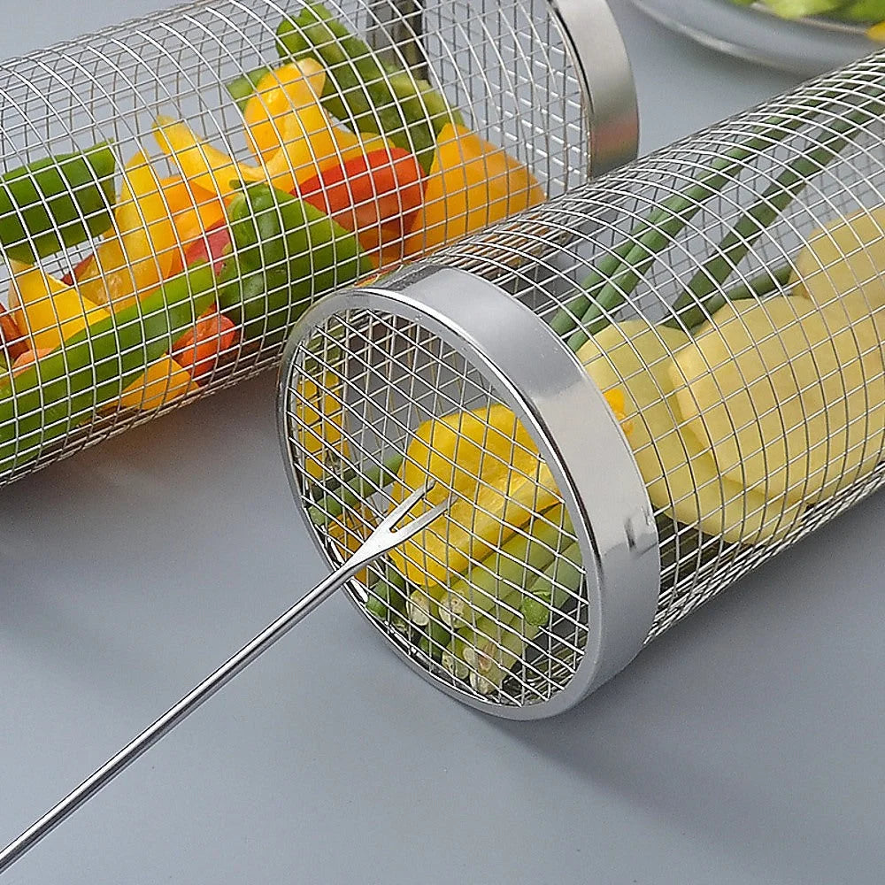 2pc BBQ Basket Round Campfire Grid Cookware - Home & Garden