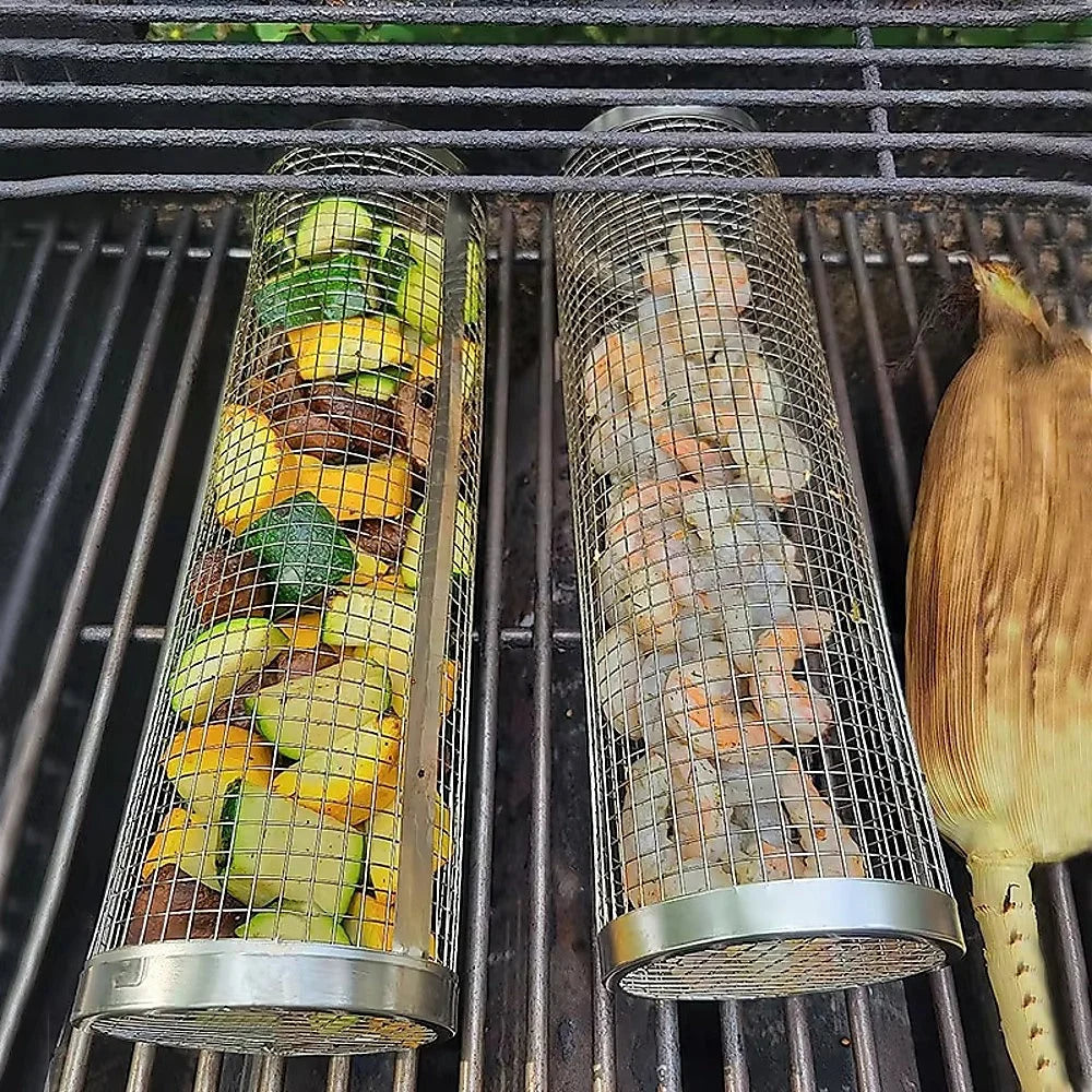 2pc BBQ Basket Round Campfire Grid Cookware - Home & Garden