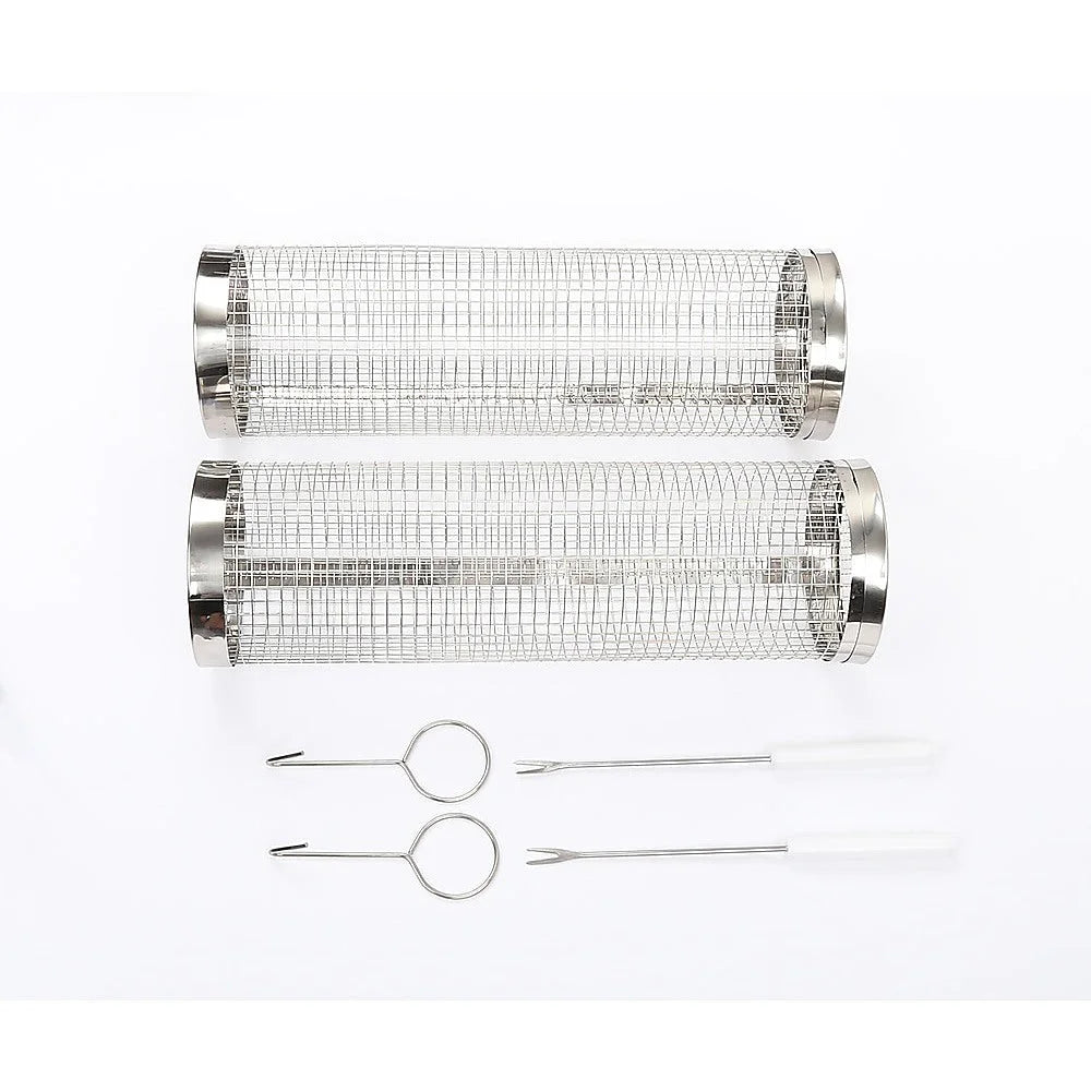 2pc BBQ Basket Round Campfire Grid Cookware - Home & Garden