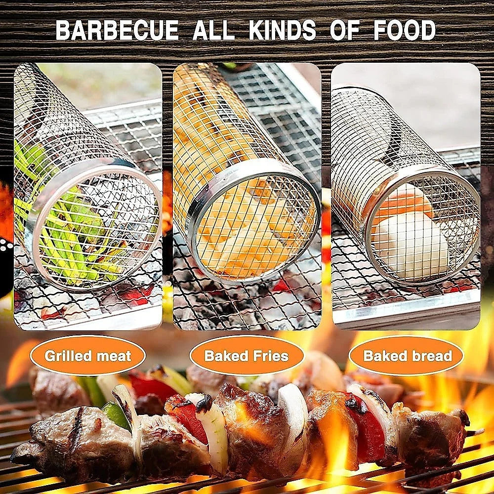 2pc BBQ Basket Round Campfire Grid Cookware - Home & Garden