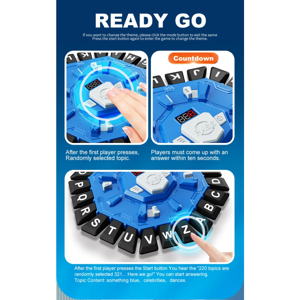 2pc Electronic Alphabet Categories Game - Fast-Paced Word