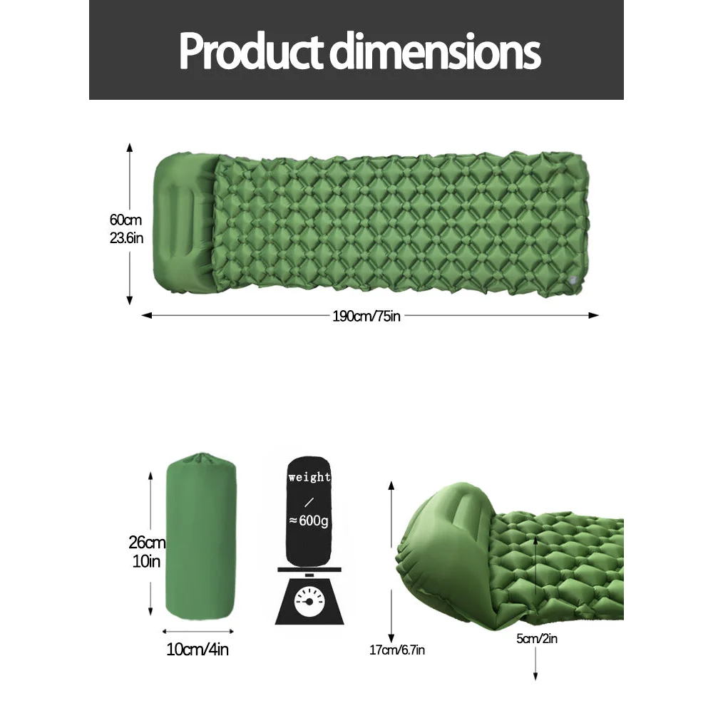 2pc Ultralight Inflatable Camping Sleeping Mat