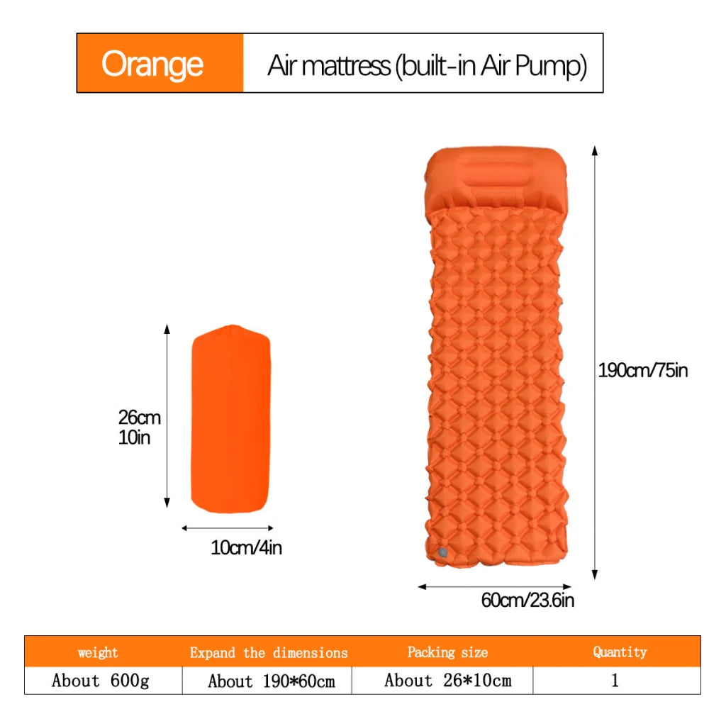 2pc Ultralight Inflatable Camping Sleeping Mat