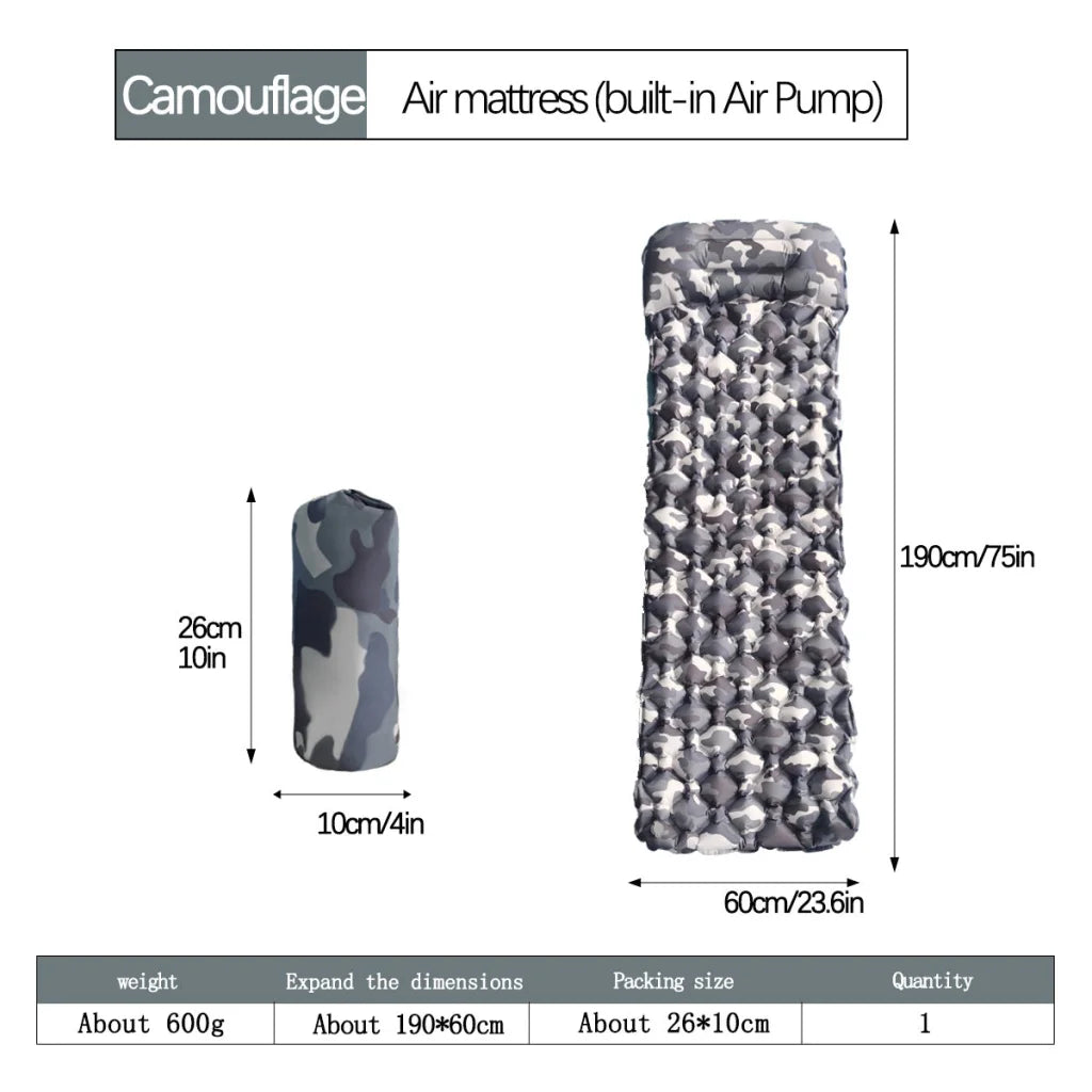 2pc Ultralight Inflatable Camping Sleeping Mat