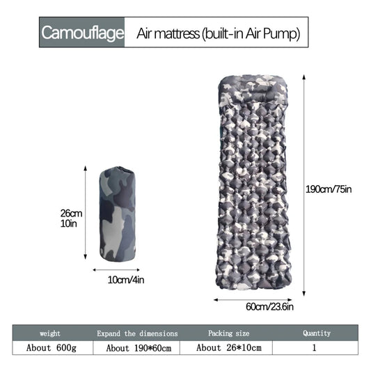 2pc Ultralight Inflatable Camping Sleeping Mat