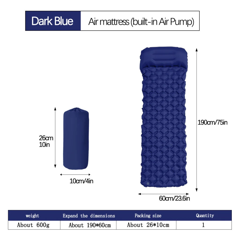 2pc Ultralight Inflatable Camping Sleeping Mat