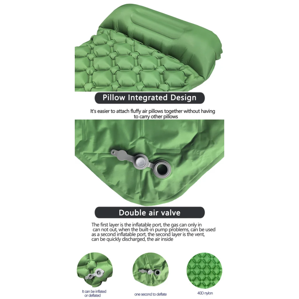 2pc Ultralight Inflatable Camping Sleeping Mat