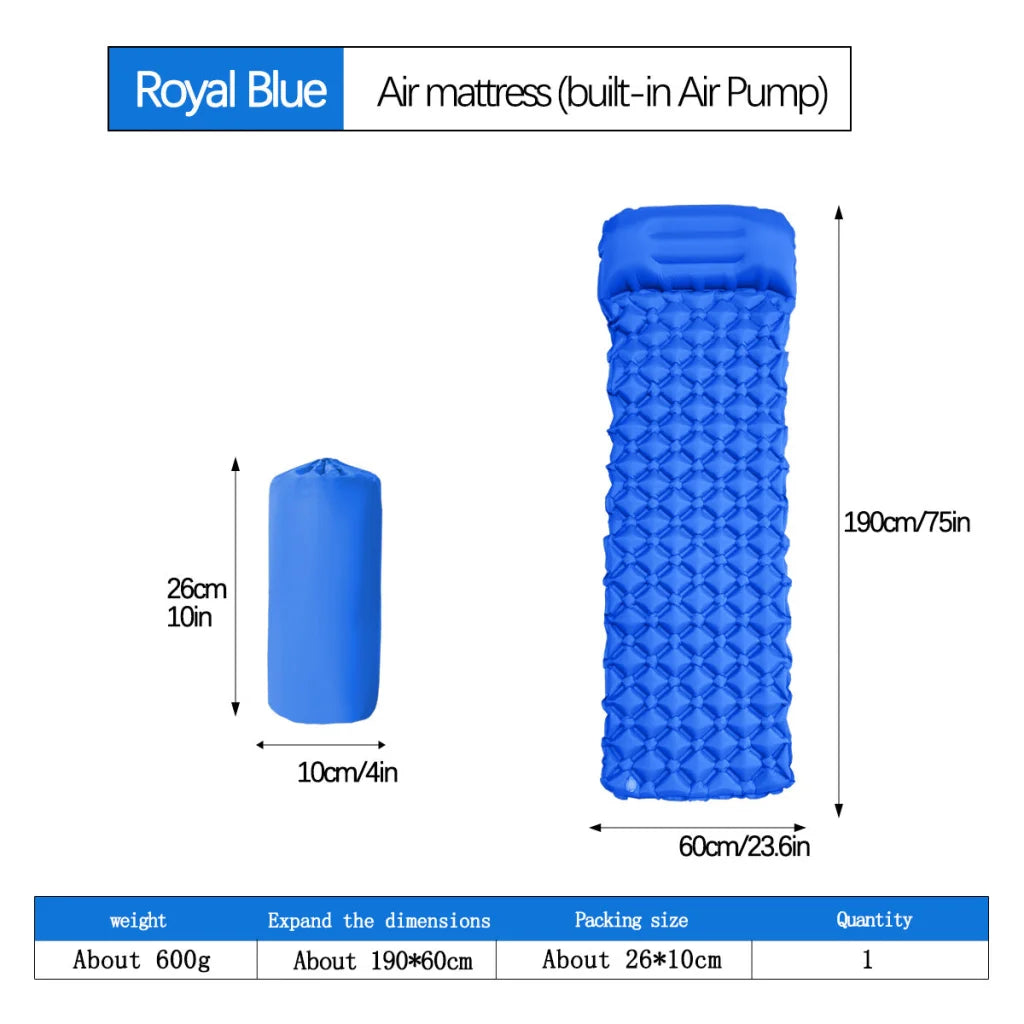 2pc Ultralight Inflatable Camping Sleeping Mat