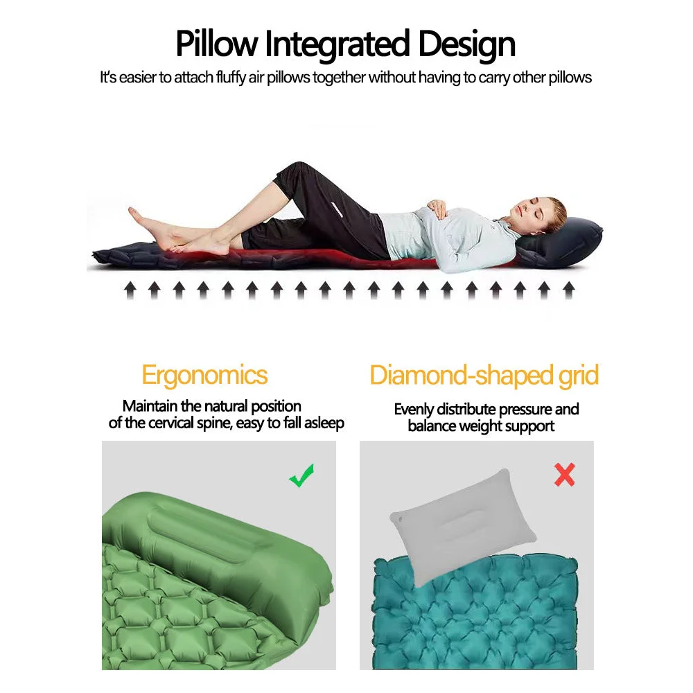 2pc Ultralight Inflatable Camping Sleeping Mat