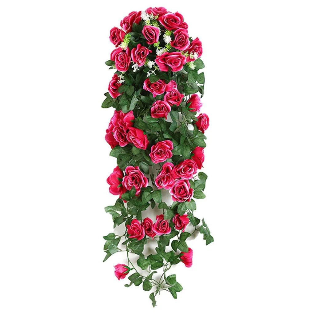 2PCS Artificial Rose Flower Garland Hanging Vine Home Wall