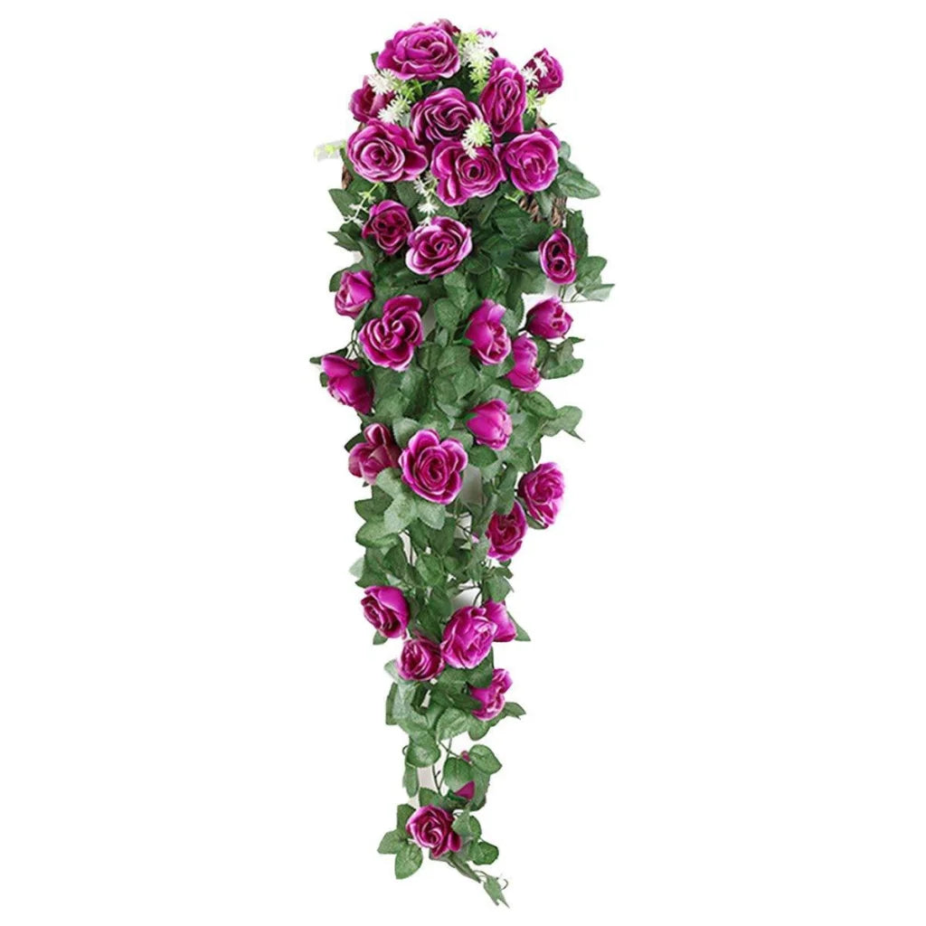 2PCS Artificial Rose Flower Garland Hanging Vine Home Wall
