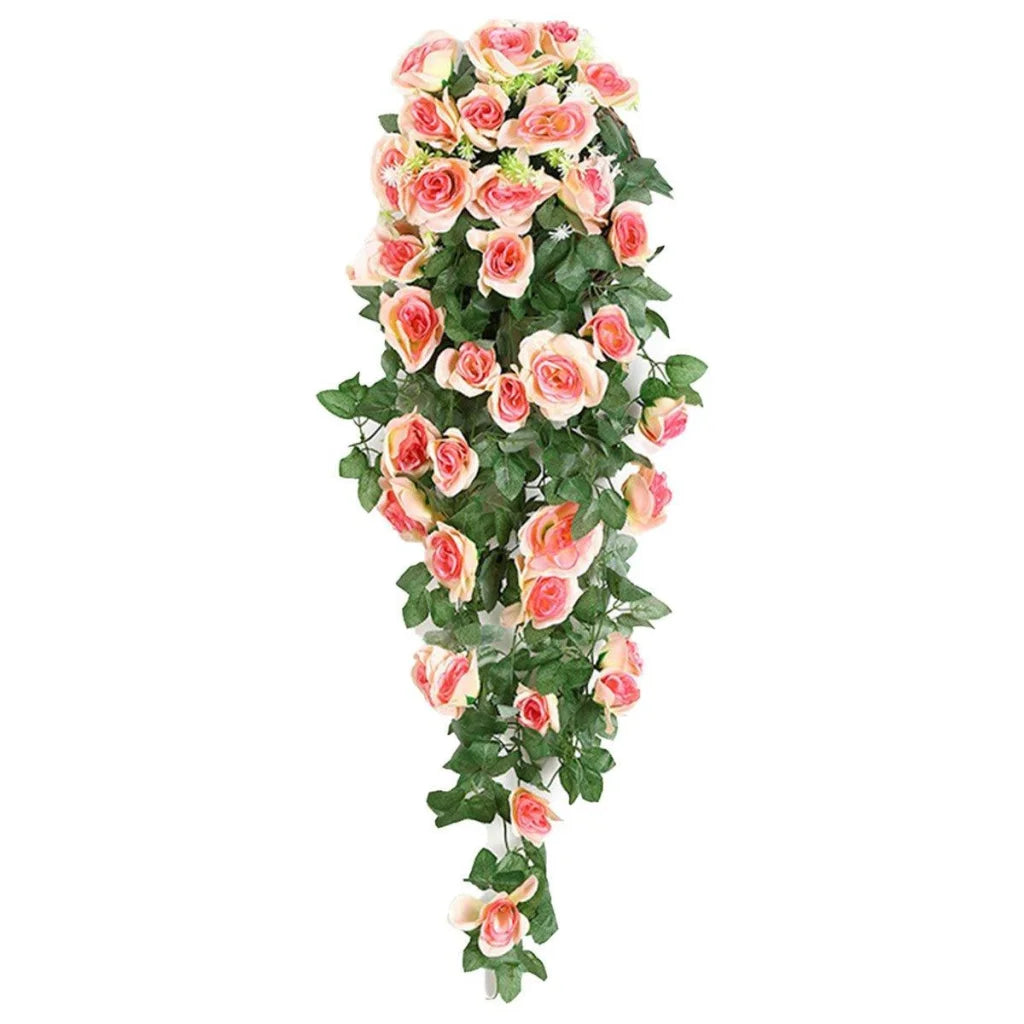 2PCS Artificial Rose Flower Garland Hanging Vine Home Wall