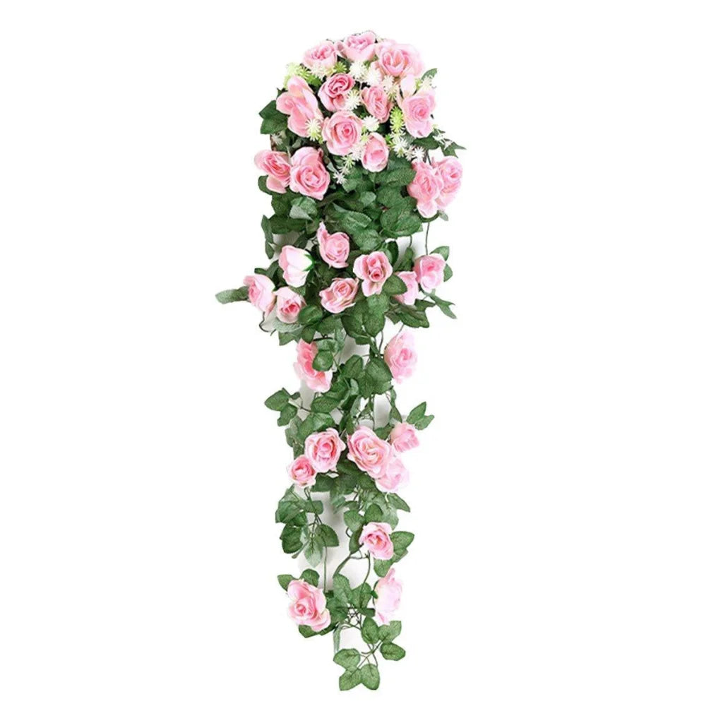 2PCS Artificial Rose Flower Garland Hanging Vine Home Wall