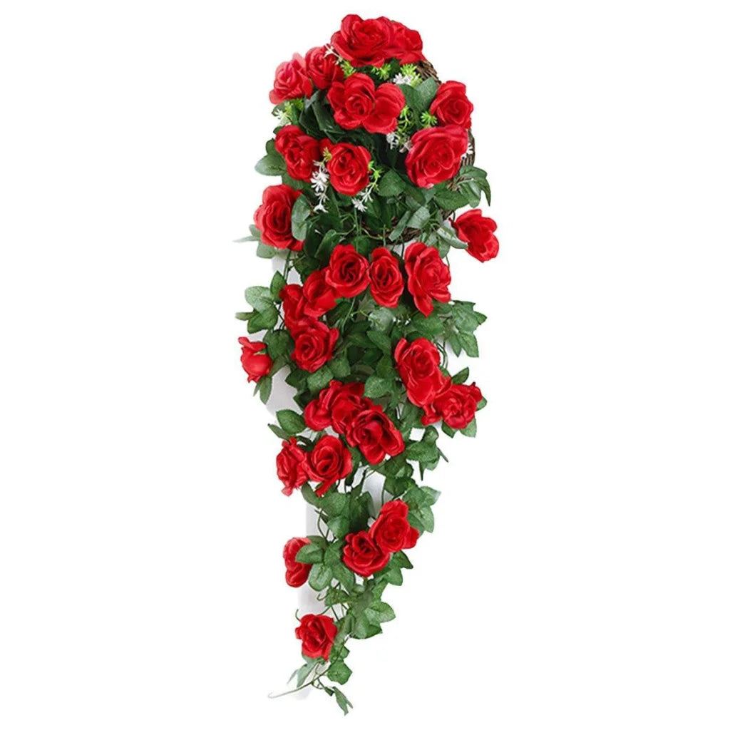 2PCS Artificial Rose Flower Garland Hanging Vine Home Wall