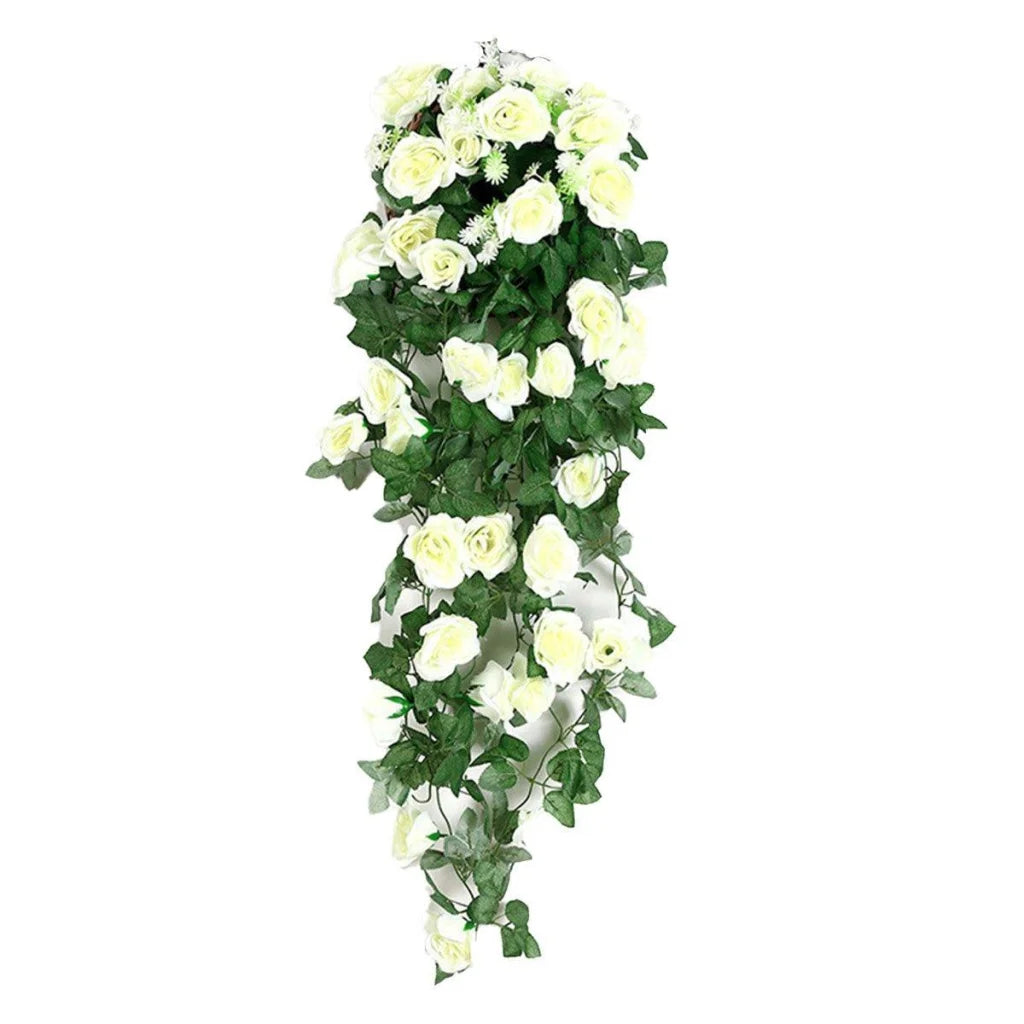 2PCS Artificial Rose Flower Garland Hanging Vine Home Wall