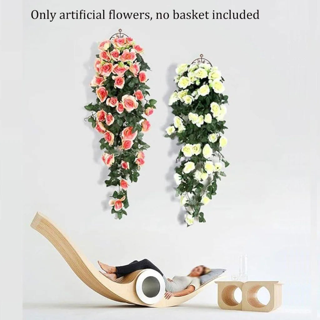2PCS Artificial Rose Flower Garland Hanging Vine Home Wall