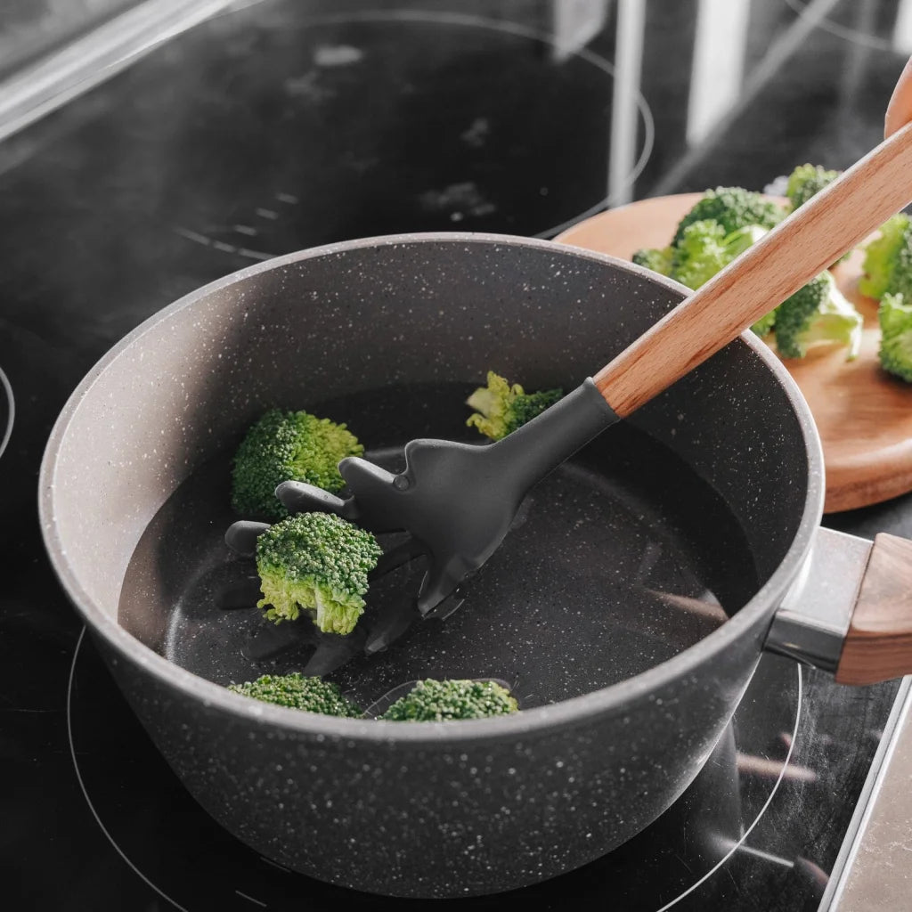 2pcs Beechwood & silicone pasta spoon charcoal - Home &