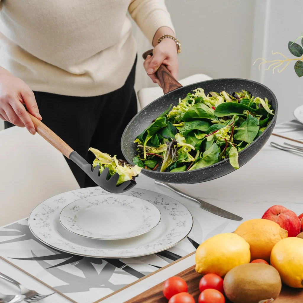 2pcs Beechwood & silicone pasta spoon charcoal - Home &