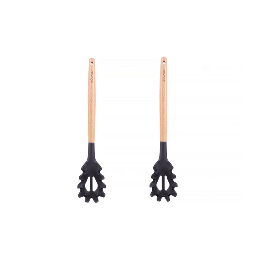 2pcs Beechwood & silicone pasta spoon charcoal - Home &